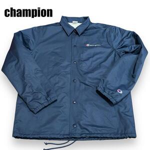 【未使用級】CHAMPION チャンピオン 裏起毛 コーチジャケット ネイビー系