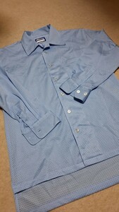 中古 美品 Mサイズ ミズノ 長袖審判シャツ MIZUNO 審判服 パウダーブルー 水色 青 フルオープンシャツ 少年野球 高校野球 アンパイア