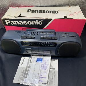 ★大阪堺市/引き取り可★Panasonic カセット AM FM ラジオ ラジカセ RX-FT53 ブラック 通電 カセット ラジオ 動作確認済み 外箱付き★