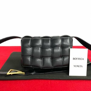 ほぼ未使用 BOTTEGA VENETA ボッテガヴェネタ パデット カセット ミニ レザー ショルダーバッグ ポシェット ブラック 10106