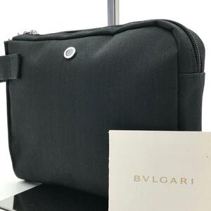 新品未使用●ブルガリ BVLGARI メンズ ビジネス クラッチバッグ セカンドバッグ ハンドバッグ レザー シルバー金具 ブラック系 手提げ鞄