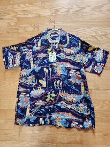 新作 送料込★東洋 SUN SURF サンサーフ SS39226 RAYON HAWAIIAN SHIRT 半袖アロハシャツ THE SONG OF HAWAII ネイビー M