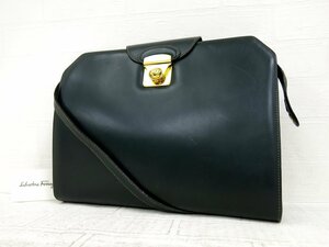 ◆美品◆Salvatore Ferragamo フェラガモ◆カーフ レザー 本革◆ショルダー バッグ◆グリーン ゴールド金具◆斜め掛け◆フラップ◆A6219