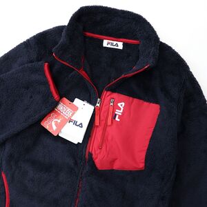 ★フィラ FILA 新品 メンズ 暖かい ボア フリース 保温 防寒 防風 ジャケット アウター ブルゾン 紺 L [442344-NV-L] 一 三 弐★QWER★