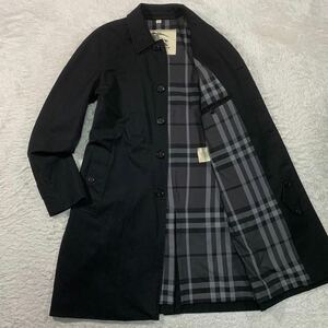 極美品 バーバリー ロンドン ステンカラー コート ノバチェック 黒 3XL BURBERRY LONDON ジャケット ブルゾン アウター イングランド製