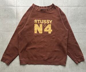 レア　00s old stussy N°4 Monogram スウェット　紺タグ　ヴィンテージ　オールドステューシー　モノグラム　ブラウン