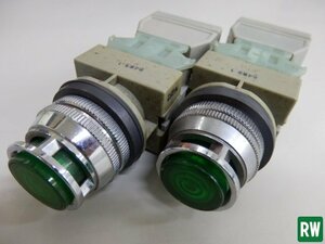 【レターパック発送】2個セット 照光押しボタンスイッチ 緑色 φ25mm IDEC ALFS22620NG 38×33×110mm 150g 接点構成2a 電子部品 [2]