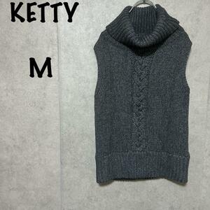 【KETTY】ケティ（Ｍ）ベストニット＊ケーブル＊ノースリーブ＊タートルネック＊