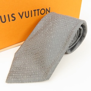 100110LOUIS VUITTON ルイヴィトン 極美品 ロゴ ビジネス スーツ Yシャツ 通勤 シルク100% ネクタイ シルク グレー メンズ