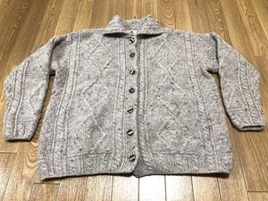 キャレイグドン carraigdonn☆アラン ケーブル編み ウール ニット カーディガン☆Ｌ