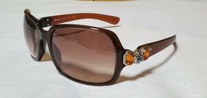 正規レア ヴェルサーチVERSACE ヴィンテージ 3連ビジュー×メデューサロゴ ラグジュアリーサングラス茶 ジュエリーラージストーン装飾 眼鏡