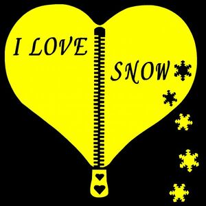 ハートジッパー型 【I LOVE SNOW】20cmスノーステッカー2