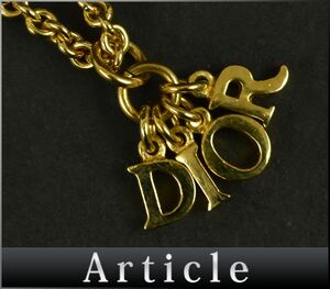 179898〇美品 Christian Dior クリスチャン ディオール ロゴ ペンダント ネックレス アクセサリー GP ゴールド レディース/ E