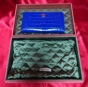 【送料無料】GUCCI CROCODILE WALLET BLUE グッチ クロコダイル 長財布 青 【日本郵便発送】