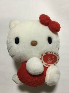 1999年サンリオ ハローキティ Hello Kitty 復刻版　ぬいぐるみ 1975　’７０ｓ　横座り　赤　リボン　レトロ　70年代