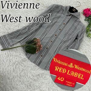 Y10 Vivienne Westwood Redlabel ヴィヴィアンウエストウッド レッドレーベル レディース 女性 長袖シャツ ストライプ シルク混 M 40