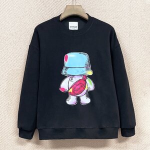 逸品ヨーロッパ製※定価4万◆ブルガリア発※RISELIN 長袖Tシャツ 柔らか 保温 クマ 遊び心 トレーナー スウェット カジュアル 秋冬 M