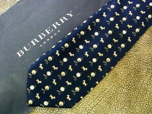 ★良品★3R05425【BURBERRY】バーバリー「犬 テリア 動物 懐中時計 柄」ネクタイ