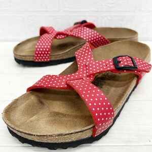 1505◎ BIRKENSTOCK Birki ビルケンシュトック ビルキー 靴 シューズ サンダル フラットソール ドッド レッド レディース23.0