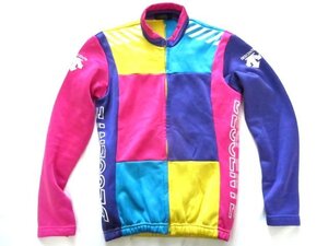 ビンテージ 長袖マルチカラーサイクリングジャージ/バイシクルジャージM デサント製 80年代ポップカラー