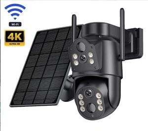 防犯カメラ 屋外 ソーラー 4K wifi ス デュアルレンズ デュアル画面 人体検知 電源不要 工事不要 録画機能 無線 工事不要 防水防塵（A215)