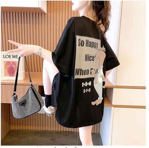 韓国風 女夏新しい 大きいサイズ半袖Tシャツ 気質ファッションTシャツ 学生Tシャツ L レッド