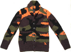 ■1PIU1UGUALE3 BIG CAMO柄ショールカーディガン【M】￥83,600新同極美品カウチン