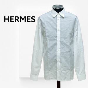 高級 HERMES エルメス コットン セリエボタン ペイズリー柄 ロングスリーブ 長袖 シャツ メンズ