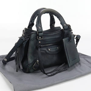 中古良品バレンシアガBALENCIAGA ネオ クラシック ミニ シティ レザー 638524 ネイビー系 ランク：A us-2 2WAY ショルダー レディース