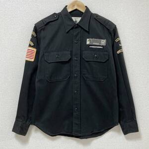 レア 初期 A BATHING APE ワッペン 長袖 シャツ 黒 Mサイズ BAPE アベイシングエイプ ミリタリー OLD VINTAGE archive 4040059