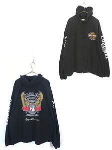 古着 90s Mexico製 HARLEY DAVIDSON シールド ウィング ロゴ プリント コットン メキシカン パーカー XXL 古着