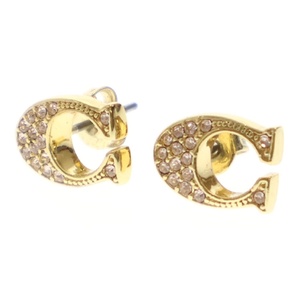 COACH コーチ SIGNATURE HUGGIE STUD PIAS EARRINGS ストーン スタッドピアス ゴールド F29824 レディース