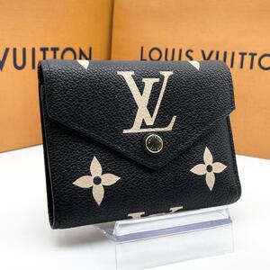 【ほぼ未使用】ルイヴィトン LOUIS VUITTON アンプラント バイカラー ヴィクトリーヌ 3つ折り コンパクト財布 レディース ブラック メンズ