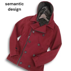 semantic design セマンティック デザイン 秋冬 フーディー★ ライダース Pコート ジャケット Sz.L メンズ　C4T11363_C#N