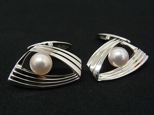 MIKIMOTO ミキモト 本真珠 アコヤ真珠 パール SV925 カフスボタン カフリンクス アクセサリー 紳士 メンズ シルバー系 DF4234