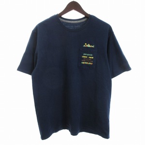 パタゴニア Patagonia Tシャツ 半袖 クルーネック プリント ロゴ 胸ポケット 37593 紺 ネイビー M メンズ