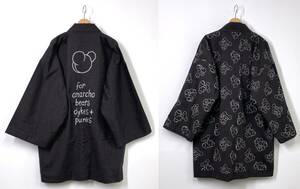 【新品同様 希少】MOUNTAIN RESEARCH × COW BOOKS リバーシブル 半纏 Reading Jacket Bear Heads F ブラック マウンテンリサーチ HB4035