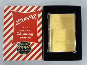 新品 未使用品 1998年製 ZIPPO ジッポ SOLID BRASS ソリッドブラス 1937 REPLICA レプリカ Coca Cola コカ コーラ ゴールド 金 ライター