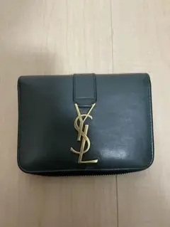 イブサンローラン　サンローランパリ　YSL 二つ折り財布　グリーン