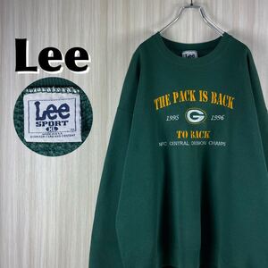 【USA製】Lee リー NFL グリーンベイ・パッカーズ 全刺繍 ビッグロゴ 裏起毛 スウェット トレーナー XLダークグリーン アメリカ製 古着