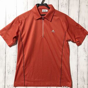 【le coq sportif golf】ルコック ゴルフ ハーフジップ 半袖シャツ メンズ L レッド×シルバー 送料無料！