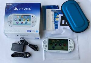 1円～【中古/美品/初期化済/送料無料】PCH-2000 LightBlue White ライトブルー ホワイト SONY PS Vita PlayStation Vita ケース付