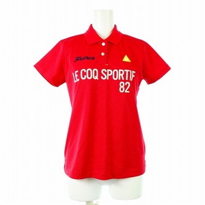 le coq sportif GOLF COLLECTION バックプリントロゴ半袖シャツ ポロシャツ カットソー 鹿の子 刺繍 ゴルフウェア M ピンク QGWRJA03