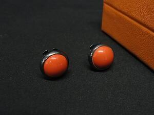 1円 ■美品■ HERMES エルメス エクリプス ピアス アクセサリー レディース オレンジ系×シルバー系 FF8563