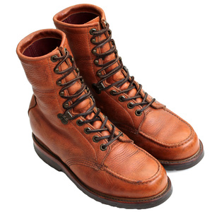 90年代製★L.L.BEAN by CHIPPEWA★ハンティングブーツ 7.5=25.5 ワークブーツ メンズ レザー ブラウン レースアップ USA製 チペワ i-686