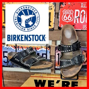 BIRKENSTOCK　ビルケンシュトック　アリゾナ　スタッズ　ダブルベルト　レザー　サンダル　27㎝　ブラック