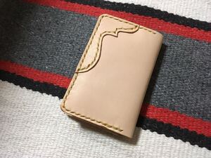 ヌメ革　レザーカードケース　ハンドメイド　ナチュラル