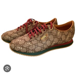 美品 希少 グッチ パレス コラボ限定スニーカー Palace x Gucci GG-P Supreme Sneaker 7 26cm GG柄 靴 727939