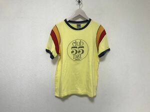 本物ディーゼルDIESEL55DSLコットンロゴ刺繍半袖TシャツメンズビジネススーツイエローアメカジミリタリーサーフSラオス製