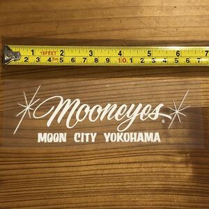 MOON EYES ムーンアイズ BRIGHT 17cm5.5cm ステッカー ホワイト 白 白色 ムーンアイズ デカール mooneyes 抜きデカール YOKOHAMA 横浜